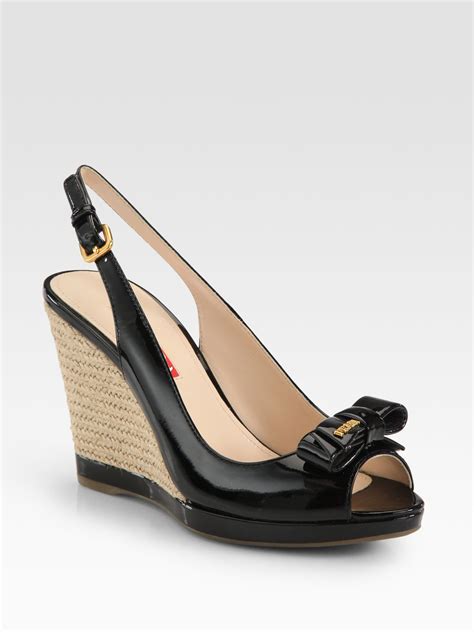 Prada leather espadrille wedge sandals